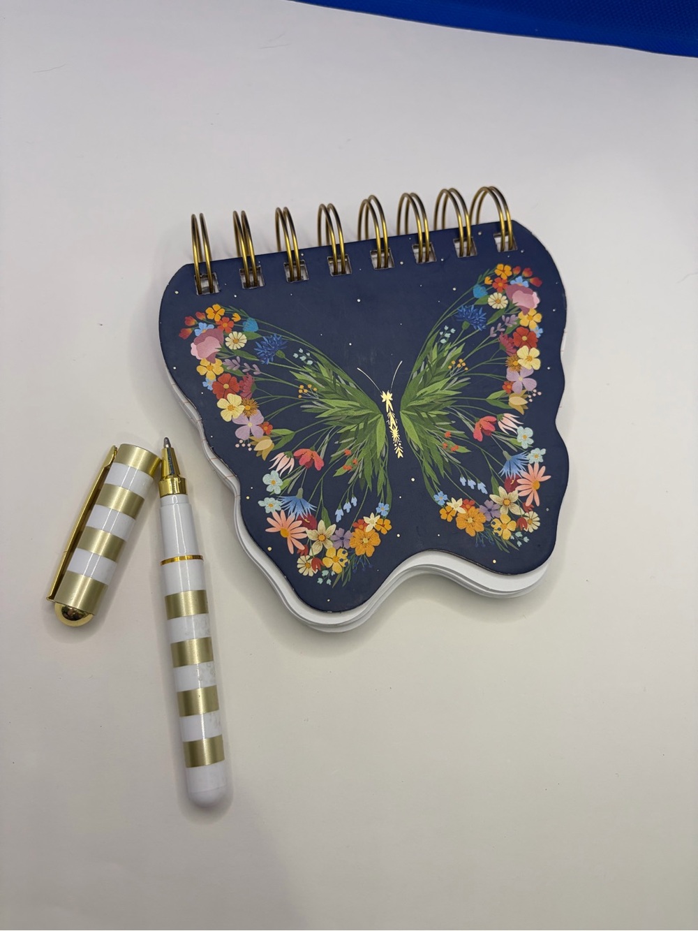 Butterfly Floral Spiral Notebook With Pen - Navy Cover - Picture 6 of 6